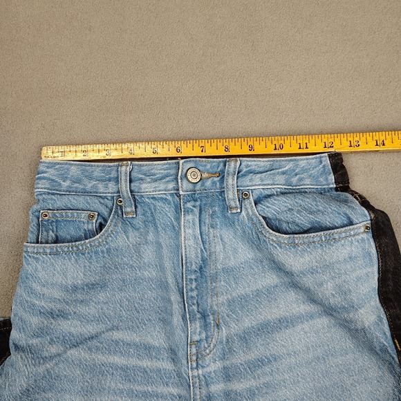 Pacsun 90s Boyfriend Jeans Women XXS 00 Blue Black Colorblock Denim Straight Leg - Picture 5 of 10